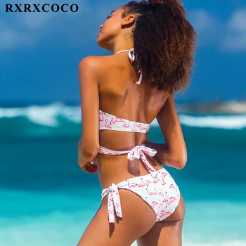 RXRXCOCO 2018 Hot Sexy Cross Brasilianske Bikinier Kvinder Badetøj, Strand og Badning Suit Push Up Bikini Sæt Halterneck Top Bandage Badetøj