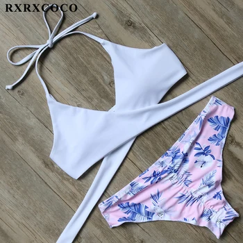 RXRXCOCO 2018 Hot Sexy Cross Brasilianske Bikinier Kvinder Badetøj, Strand og Badning Suit Push Up Bikini Sæt Halterneck Top Bandage Badetøj