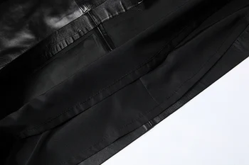 RYS5332 Kvinder 2018 Foråret Luksus Ægte Læder Lange Maxi Nederdel Kvindelige Udvidelse Nederste Lomme, Bælte Bue Black Fashion Faldas