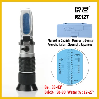 RZ Høj Koncentration Brix Være Vand 3-i-1 58%~92% Honning Refraktometer Bier Sukker Mad ATC RZ127