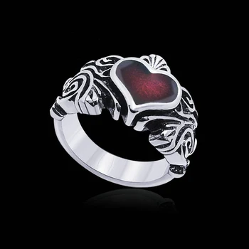 Rød blå hjerte anel ringe luksus trendy kvinder, mænd smykker bedste gave legering finger ringe anillos bague R0032