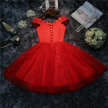Rød Mode Sweety A-line Kjole til Aften i 2018 Korte Ny Båd Hals Banket Små Aften Kjole Prom Party Dress Robe De Soiree C
