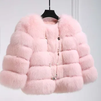 S-3XL Mink Frakker Kvinder 2017 Vinter Nye Mode Pink FAUX Pels Elegante Tyk Varm Overtøj Pels Jakke Chaquetas Mujer
