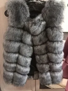 S-4XL Kvindelige Pels Vest 2017 Nye Vinter Varmt Satin Fox Fur Vest Kvinder High-Grade Cappa Mode O-Hals Lange Pels Cardigan