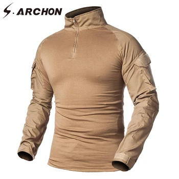 S. ARCHON Taktiske Lange Ærmer Bekæmpe Shirts til Mænd Multicam-Militær Uniform Bomuld T-Shirt Paintball Airsoft Army T-Shirt Tøj