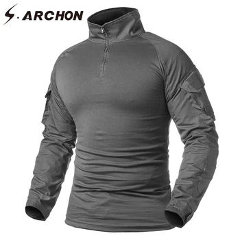 S. ARCHON Taktiske Lange Ærmer Bekæmpe Shirts til Mænd Multicam-Militær Uniform Bomuld T-Shirt Paintball Airsoft Army T-Shirt Tøj