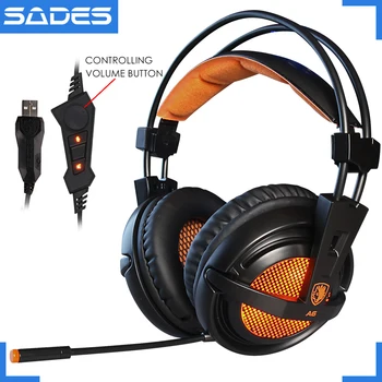 SADES A6 USB 7.1 Stereo kabel gaming hovedtelefoner spil headsettet over øret med mic-Voice control til bærbar gamer computer