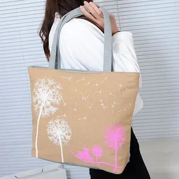 Salg Ny 2018 Mode Mælkebøtte Canvas Taske Blomster Kvinder Håndtaske Skulder Tasker Kvinders Messenger Tasker A40-123