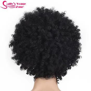 Sallyhair Høj Temperatur Syntetiske Amerika Afro Kinky Curly Naturlig Sort Farve Kort Paryk Gennemsnitlige Størrelse