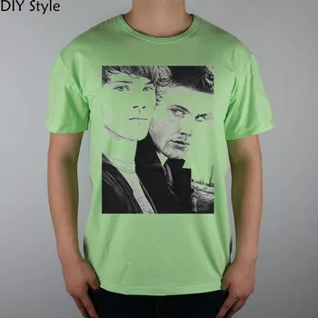 Sam og Dean Winchester af CW vis Overnaturlige. T-shirt Top Lycra, Bomuld, til Mænd T-shirt Nye DIY-Stil