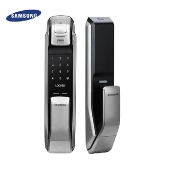 SAMSUNG SHP-DP728 Keyless BlueTooth Fingeraftryk PUSH PULL To-Vejs Digital Door Lock engelsk Version Stor Mortise Sølv Farve