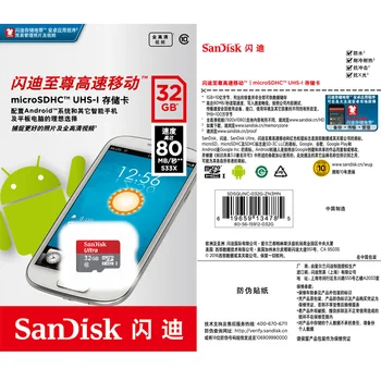 Sandisk Class10 32gb Micro SD kort, TF card Ultra 80Mb/s 128gb 16gb, 32gb, 64gb Originale hukommelseskort ping