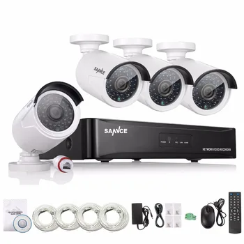 SANNCE 4CH 1080P POE CCTV-System, full HD PoE CCTV NVR kit 2,0 MP Sikkerhed kamera infrarød udendørs 1080p Video System