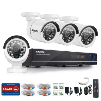 SANNCE 8CH CCTV sikkerhedssystem HD 1080N AHD DVR 4STK 720P IR udendørs CCTV Kamera System 8-Kanals Video Overvågning Kit