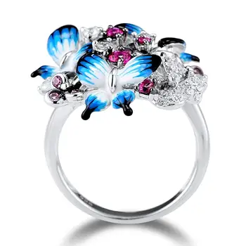 SANTUZZA Sølv Ring For Kvinder 925 Sterling Sølv Fashion Ringe til Kvinder 2017 Cubic Zirconia Ringen Part, Smykker, Emalje
