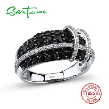 SANTUZZA Sølv Ring For Kvinder 925 Sterling Sølv Mode Runde Ringe til Kvinder 2017 Cubic Zirconia Ringen Party Smykker