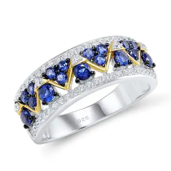 Santuzza Sølv Ringe til Kvinde Blå Nano CZ Sten Ring AAA Cubic Zirconia Ringe Ren 925 Sterling Sølv Party Mode Smykker