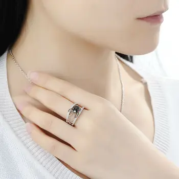 SANTUZZA Sølv Spider Ring For Kvinder 925 Sterling Sølv Fashion Ringe til Kvinder 2017 Cubic Zirconia Ringen Party Smykker