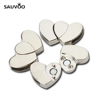 SAUVOO 10 sæt/parti Rhodium Farve Hjertet Magnetisk Lås Passer til Inner 3.5x11mm Læder Snore DIY Armbånd Smykker at Gøre Fidings