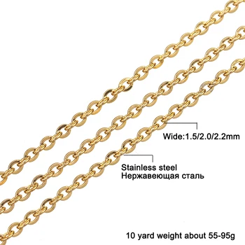 SAUVOO 10 Yard Cross Kæde 1,5 mm 2,0 mm 2,5 mm Rustfri Stål, Guld Farve Bulk Rolo Kabel Kæde til gør det selv Smykker at Gøre Resultaterne
