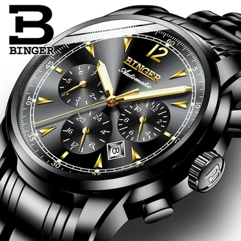 Schweiz Automatisk Mekanisk Ur Mænd Binger Luxury-Brand-Ure Mandlige Safir Armbåndsure Vandtæt reloj hombre 17