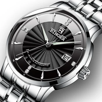Schweiz BINGER Se Mænd 2017 luksus mærke Automatiske Mekaniske ure Mænds Ure Safir Armbåndsur Mandlige reloj hombre B1176G