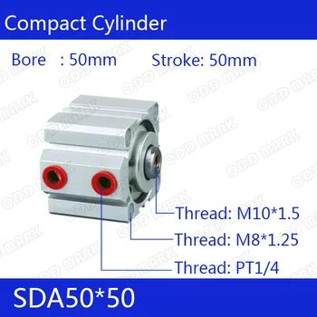 SDA50*50 Gratis fragt 50mm 50mm Boring Slaglængde Compact Air Cylindre SDA50X50 Dual Action Luft, Pneumatisk Cylinder