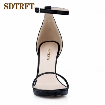SDTRFT shoes mujer Plus:35-42 43 Sommeren sexet Snævert Bånd sandaler 12cm tynde høje hæle bryllup sko kvinde Ankel Rem pumper