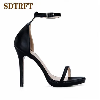 SDTRFT shoes mujer Plus:35-42 43 Sommeren sexet Snævert Bånd sandaler 12cm tynde høje hæle bryllup sko kvinde Ankel Rem pumper