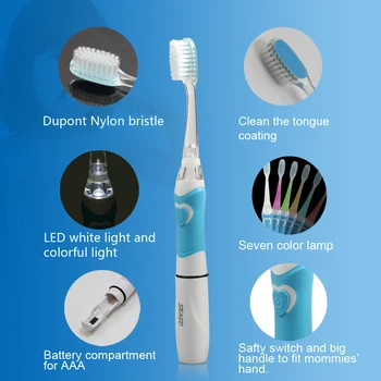 SEAGO Designer Brand Børn Børste med LED-Lys, Batteri Tandbørste Børn Sonic Elektrisk Tandbørste ( 5 år+) SG977