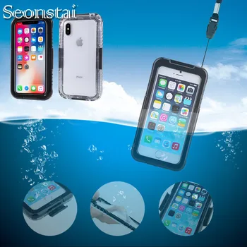 Seonstai Vandtæt taske til iPhone X 8 Plus Swimming Sport Dykning vandafvisende Fundas Cover til iPhone 7 6s Plus