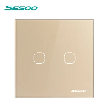SESOO Fjernbetjeningen Skifter 2 Gang 1 Måde,Hvid,Krystal Glas Switch Panel,Fjernbetjening Væg Tryk Skift+LED-Indikator