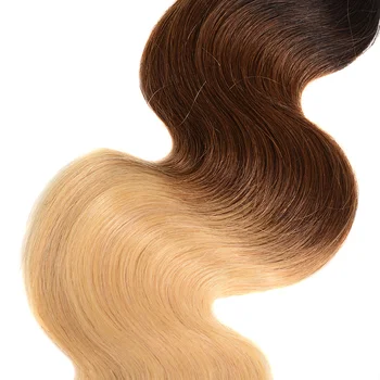 Sexay Blonde Ombre Hair Bundter Køb 3 og Få 1 Gratis Lukning Professionel 1B/4/27 Tre Tone Blonde Brasilianske Krop Bølge menneskehår