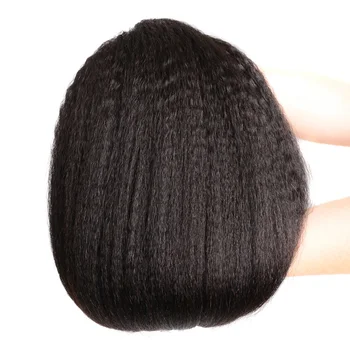 Sexay Pre-Farvet Peruvian Kinky Lige Remy Hair 3 PC ' En Pakke Grove Yaki menneskehår Bundter Perm Yaki Hair Weave