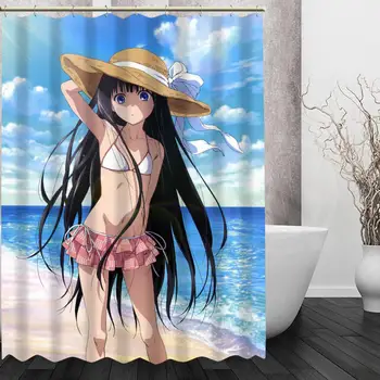 Sexet anime piger badeforhæng Bedste Nice Brugerdefinerede Bad gardin Vandtæt polyester gardin til Badeværelse