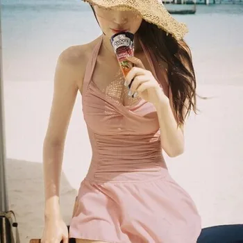 Sexy One-piece Monokini Kvinder Vatteret Badedragt badedragt Badetøj pink sort rød farve kjole Strand slid