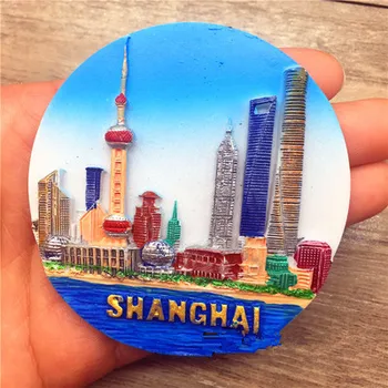 Shanghai Kina Rejser Turisme Souvenir-3D Harpiks Køleskab Magnet boligindretning Håndværk GAVE IDÉ