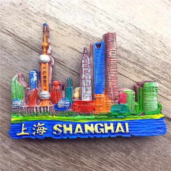 Shanghai Kina Rejser Turisme Souvenir-3D Harpiks Køleskab Magnet boligindretning Håndværk GAVE IDÉ