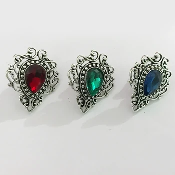 SHEEGIOR Britisk Stil Vintage Silver Flame, Halsbånd, Brocher for Kvinder Rød Grøn Blå Glas Mænd Broche Pins Badge Mode Smykker