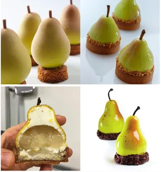 SHENHONG Pære Mousse Mould Kunst Kage form for Dessert Bagning Silikone 3D Silikonowe Moule Chokolade Pan Kager