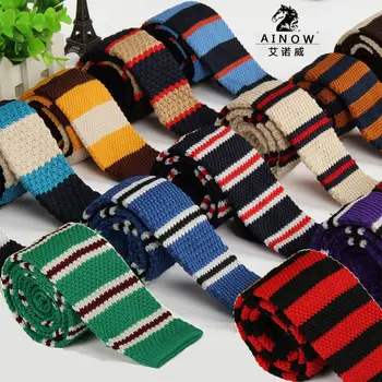 SHENNAIWEI 2016 Ny uld strik slips, afslappet koreanske fladskærms-hoved 5cm smal stribet slips til mænd at strikke 20 farve