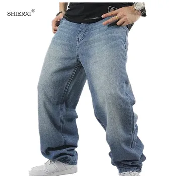 SHIERXI Mand loose jeans hiphop skateboard jeans baggy bukser denim bukser hip hop mænd annonce rap cowboybukser 4 Årstider stor størrelse 30-46
