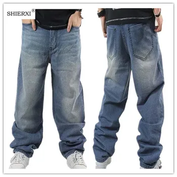 SHIERXI Mand loose jeans hiphop skateboard jeans baggy bukser denim bukser hip hop mænd annonce rap cowboybukser 4 Årstider stor størrelse 30-46