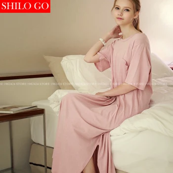 SHILO GÅ 2017 sommer mode til kvinder af høj kvalitet Conicse Casual Løs V-Hals-lys rosa korte ærmer Lys farve kjole