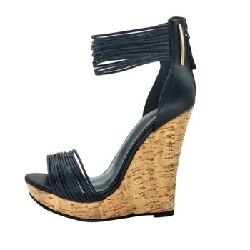 SHOFOO sko.Elegant og stilfuld, gratis forsendelse, sort bånd,13 cm højhælede sandaler, kvinders sandaler. STØRRELSE:34-45