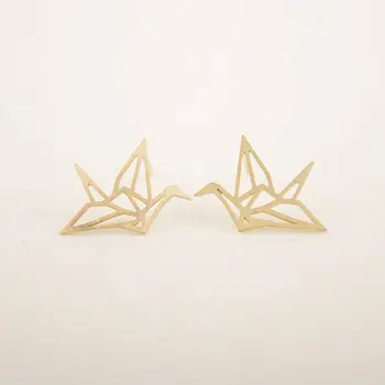 Shuangshuo Mode Øreringe Dejlige Vilde Origami Kran Stud Øreringe til Kvinder, der har Lyst Pendientes Fugle Øreringe Øreringe Bryllup