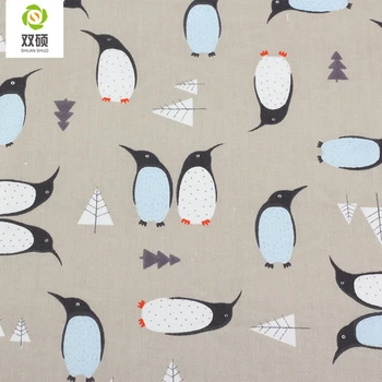 Shuanshuo Penguin & Fox Bomuld Twill Stof,Patchwork Stof,DIY Syning, Quiltning Fat Quarters Materiale Til Baby&Børn 6stk/masse