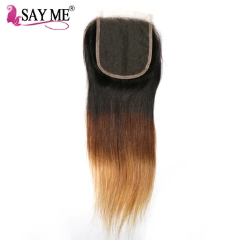 SIGE MIG Ombre Brasilianske Lige Lace Lukning T1b/4/27 Blonde Gratis Del 4x4 Ombre 3 Tre Tone Non Remy Human Hair Lukninger