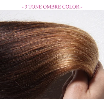 SIGE MIG Ombre Brazilian Hår Lige Remy Hair 13x4 Blonder Frontal Lukning Pre Plukkede 1B/4/27 Tre Tone Blonde menneskehår