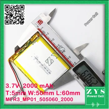 Sikkerhed Pakning (Niveau 4) 505060 li-polymer batteri 3,7 v 2000mah for gps-Genopladeligt Batteri Til MP4 MP5 GPS PSP DVD-mobile vide